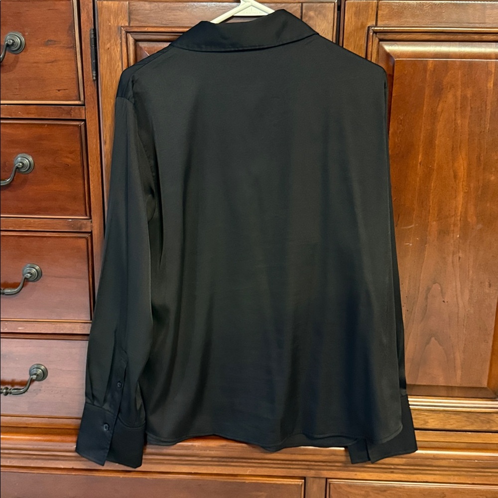H&M Black Long Sleeve Satin Shirt, Large - Picture 3 of 3